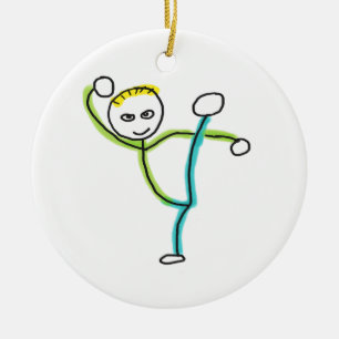 Ornamento De Cerâmica Kung Fu Stickman