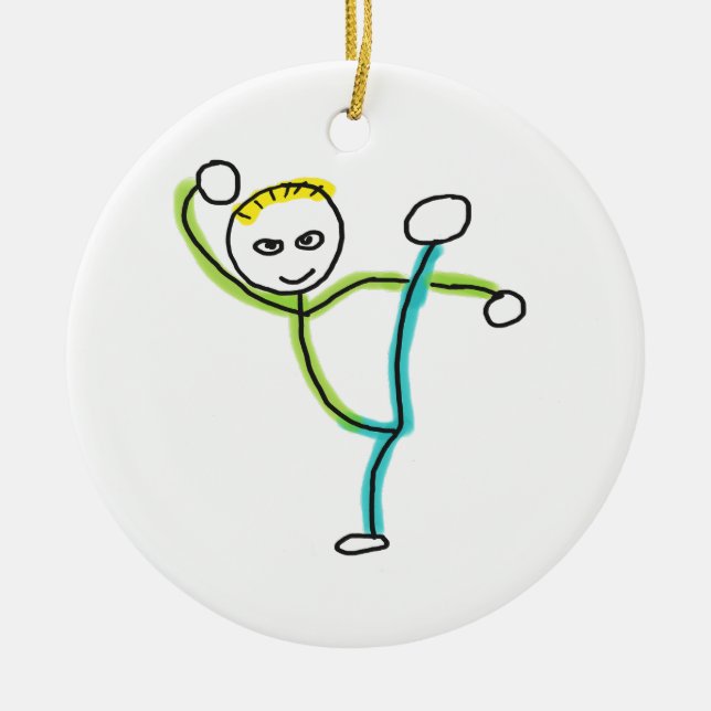 Ornamento De Cerâmica Kung Fu Stickman (Frente)