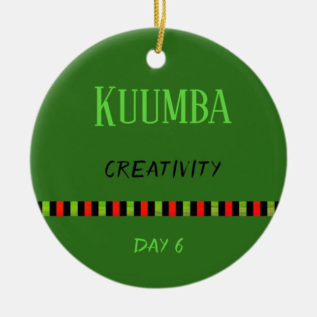 Ornamento De Cerâmica Kuumba - Kwanzaa Dia 6 Verde (Frente)