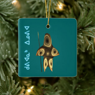 Ornamento De Cerâmica Kuvianak Innovia - Fractal Inuit Hunter