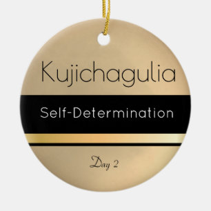 Ornamento De Cerâmica Kwanzaa Kujichagulia Dourado Dia Branco 2