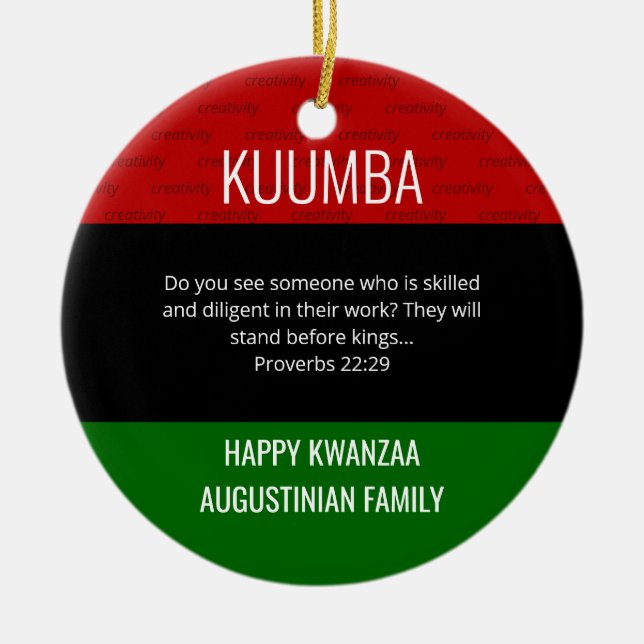 Ornamento De Cerâmica Kwanzaa KUMBA (Frente)