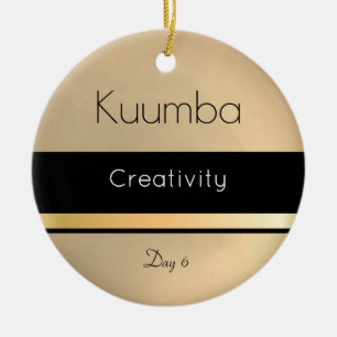 Ornamento De Cerâmica Kwanzaa Kuumba Dourado Dia Branco 6