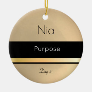 Ornamento De Cerâmica Kwanzaa Nia Dourado Dia Branco 5