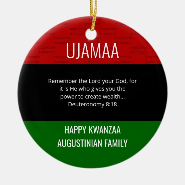 Ornamento De Cerâmica Kwanzaa UJAMAA (Frente)