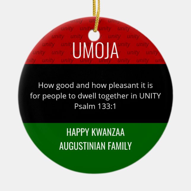 Ornamento De Cerâmica Kwanzaa UMOJA (Frente)