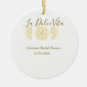 Ornamento De Cerâmica La Dolce Vita amarelo limão chá de noiva pastel bo