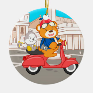 Ornamento De Cerâmica La Dolce Vita Romana - urso Nano & macaco júnior