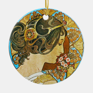 Ornamento De Cerâmica La Primevere, Mucha