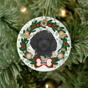 Ornamento De Cerâmica Labradoodle Cão Cachorro Cachorro Cookie Wreath