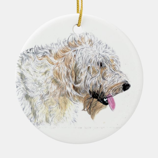 Ornamento De Cerâmica Labradoodle de creme (Frente)