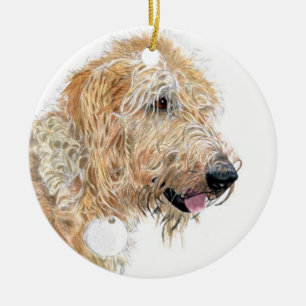 Ornamento De Cerâmica Labradoodle de creme