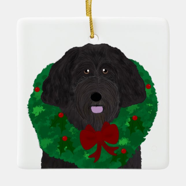 Ornamento De Cerâmica Labradoodle Ornament (Frente)