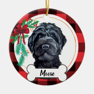 Ornamento De Cerâmica Labradoodle Preto / Goldendoodle Preto