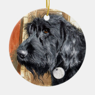 Ornamento De Cerâmica Labradoodle preto Ralph