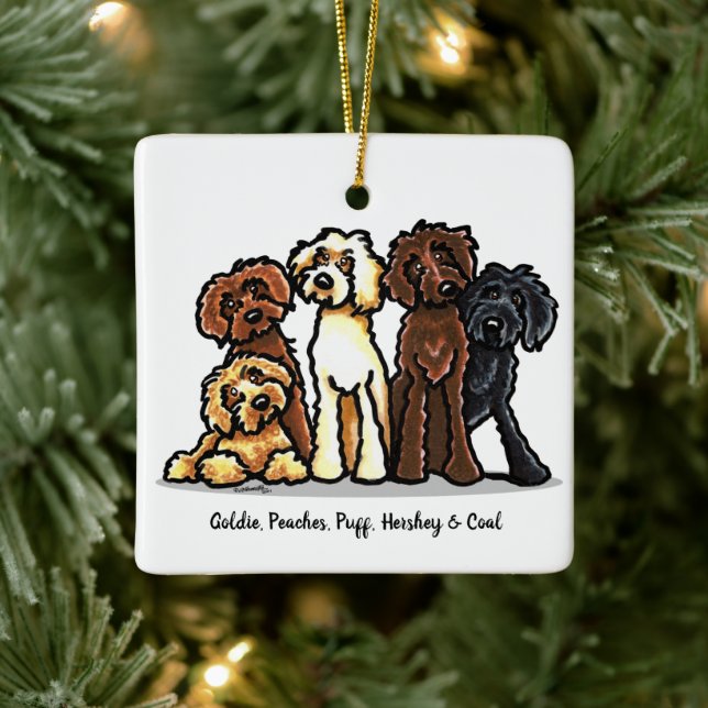 Ornamento De Cerâmica Labradoodle Rainbow Natal Personalizado (Árvore)