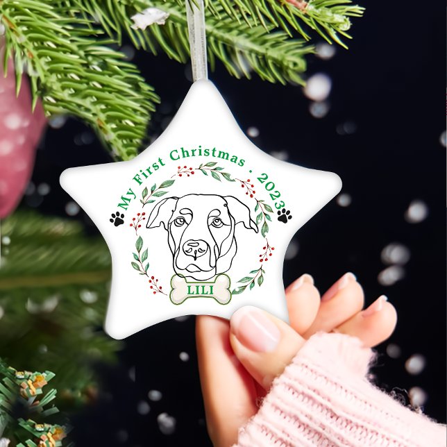 Ornamento De Cerâmica Labrador Dog Presente de Natal Personalizado (Criador carregado)