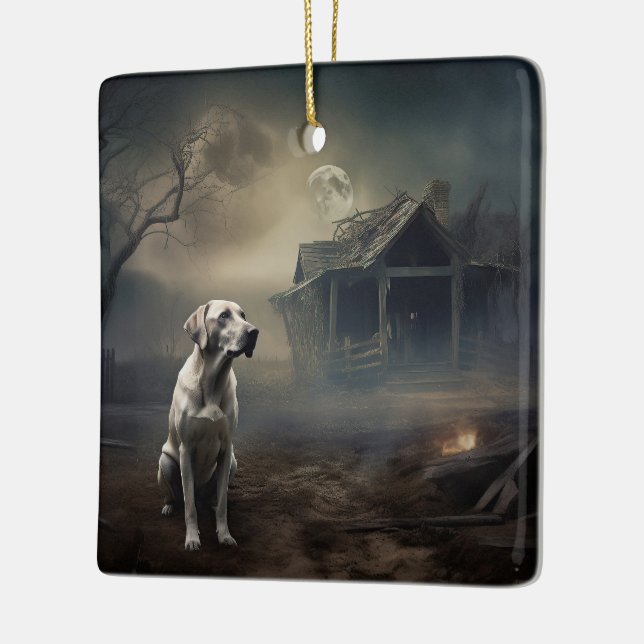 Ornamento De Cerâmica Labrador Halloween Assustador (Esquerda)