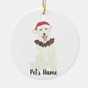 Ornamento De Cerâmica Labrador Personalizado (Branco)