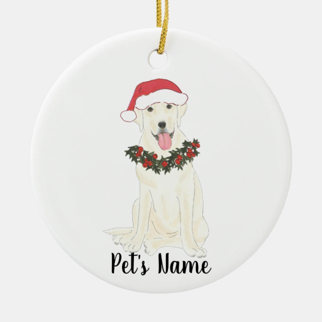 Ornamento De Cerâmica Labrador Personalizado (Branco) (Frente)