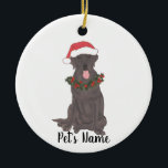 Ornamento De Cerâmica Labrador Personalizado (Chocolate)<br><div class="desc">Faça a lista legal este ano com um ornamento personalizado do seu elfo favorito!</div>