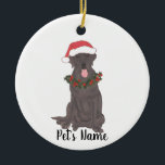 Ornamento De Cerâmica Labrador Personalizado (Chocolate)<br><div class="desc">Faça a lista legal este ano com um ornamento personalizado do seu elfo favorito!</div>