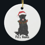 Ornamento De Cerâmica Labrador Personalizado (Preto)<br><div class="desc">Faça a lista legal este ano com um ornamento personalizado do seu elfo favorito!</div>