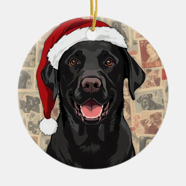 Ornamento De Cerâmica Labrador preto (Frente)