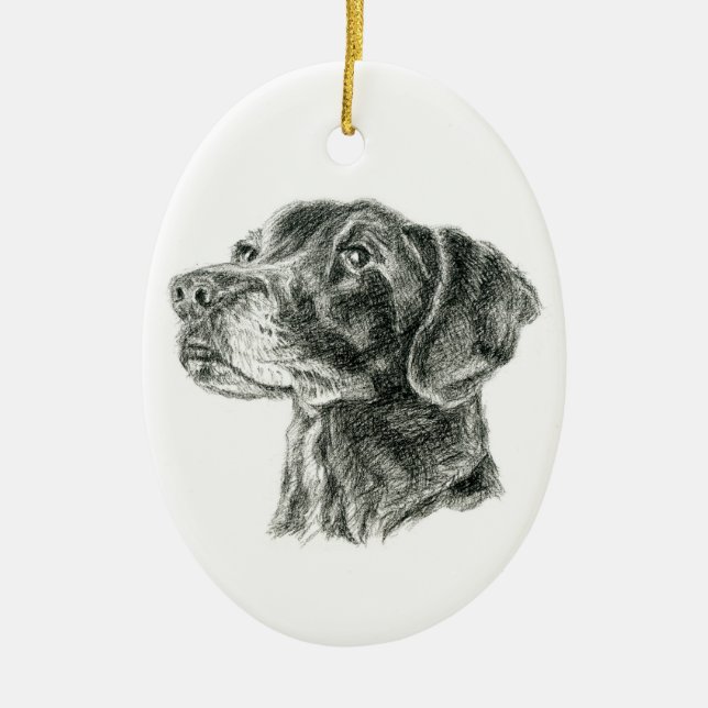 Ornamento De Cerâmica Labrador Preto (Frente)