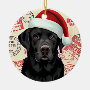 Ornamento De Cerâmica Labrador preto