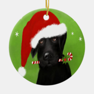 Ornamento De Cerâmica Labrador preto - cão engraçado do Natal