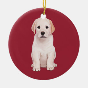 Ornamento De Cerâmica Labrador Puppy Amarelo