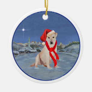 Ornamento De Cerâmica Labrador Retriever Amarelo Natal
