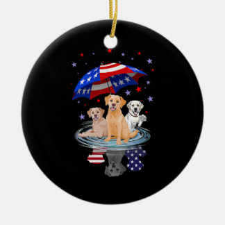 Ornamento De Cerâmica Labrador Retriever American Flag Shadow