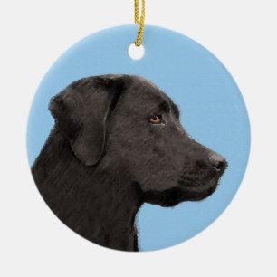 Ornamento De Cerâmica Labrador Retriever Black Pintura Original
