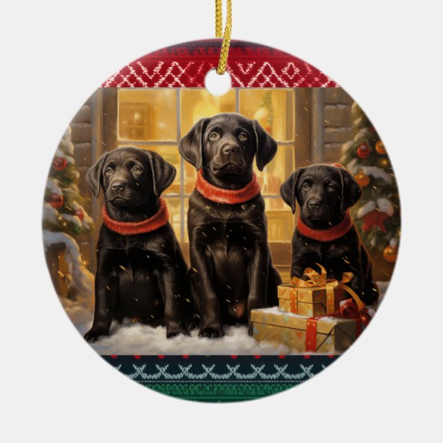Ornamento De Cerâmica Labrador Retriever Christmas (Frente)