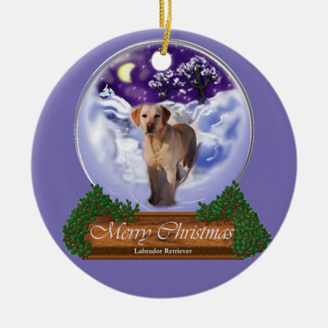 Ornamento De Cerâmica Labrador Retriever Christmas (Frente)