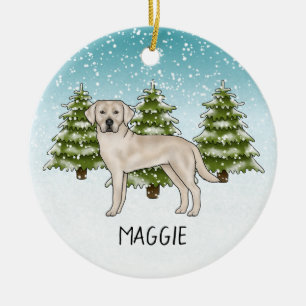 Ornamento De Cerâmica Labrador Retriever Lab Creme Natal Nome Personaliz