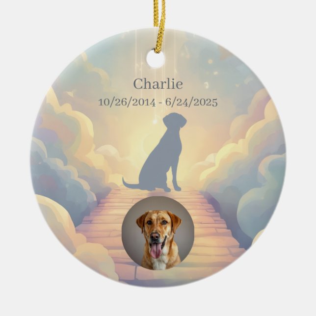 Ornamento De Cerâmica Labrador Retriever Memorial Ornament – Add Photo (Frente)