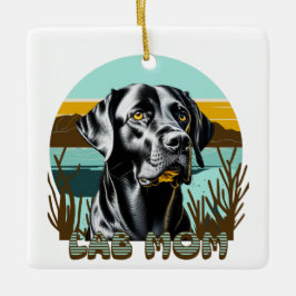 Ornamento De Cerâmica Labrador Retriever Preto | Mãe do Lab