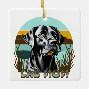 Ornamento De Cerâmica Labrador Retriever Preto   Mãe do Lab