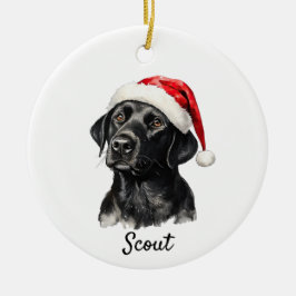 Ornamento De Cerâmica Labrador Retriever Preto Personalizado 