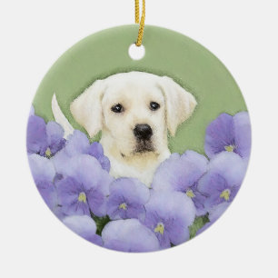 Ornamento De Cerâmica Labrador Retriever Puppy Pintura Original