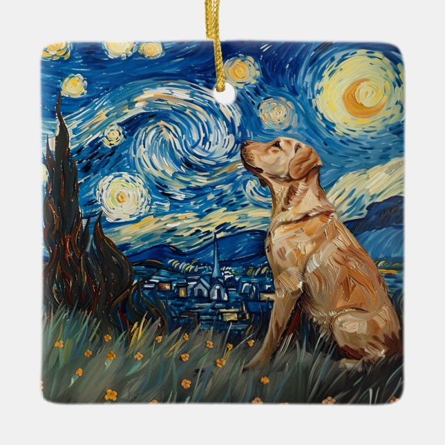 Ornamento De Cerâmica Labrador Retriever Yellow Lab Dog StarNight (Frente)