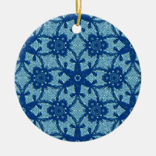 Ornamento De Cerâmica Lace antigo - safira e azul pálido