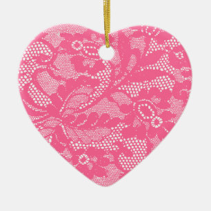 Ornamento De Cerâmica Lace Heart