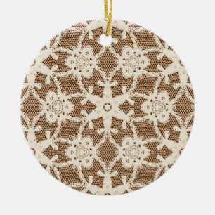 Ornamento De Cerâmica Laço antigo - creme e marrom