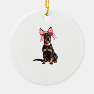 Ornamento De Cerâmica Laço de Coquette Doberman Mãe de Cachorro Menina R
