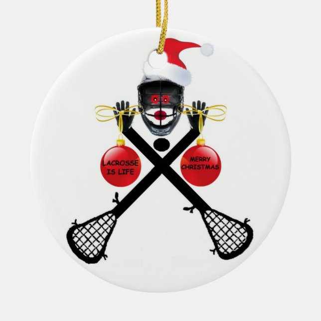 Ornamento De Cerâmica Lacrosse Christmas (Frente)