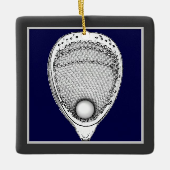 Ornamento De Cerâmica Lacrosse Goalie Keepsaame (Frente)